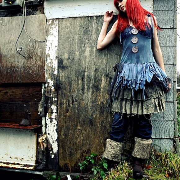 Wearydrearies Distressed Burning Man Fairy Dress in Blue - Picture 5 of 5